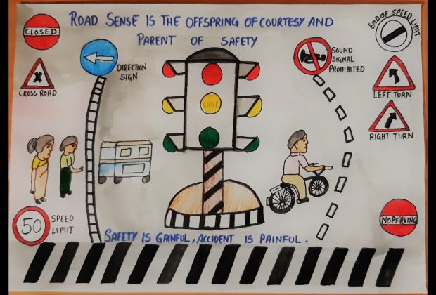 How To Draw City Road Safety Drawing Ll Drawing On Road Safety For