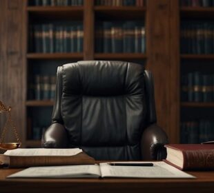 internet law office with chair and bookshelves