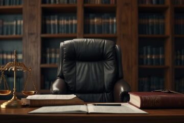 internet law office with chair and bookshelves