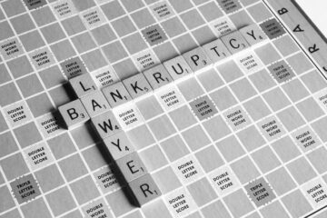 bankruptcy lawyer spelled out on a scrabble board