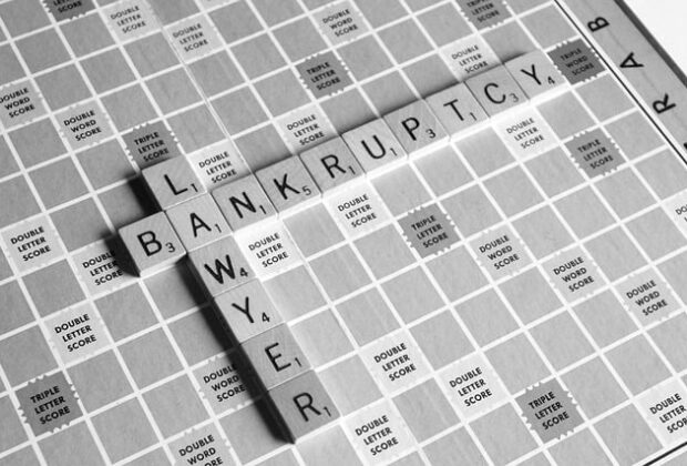 bankruptcy lawyer spelled out on a scrabble board